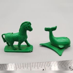 VTG Tupperware Tuppertoys 2 Replacement Green Figures Busy Blocks Zebra, Whale